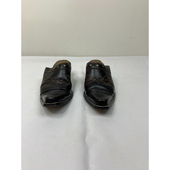 Victoria Spencer Womens 6M Brown Ranger Mule Heel Studded Slip On Clog Shoes - Picture 2 of 11